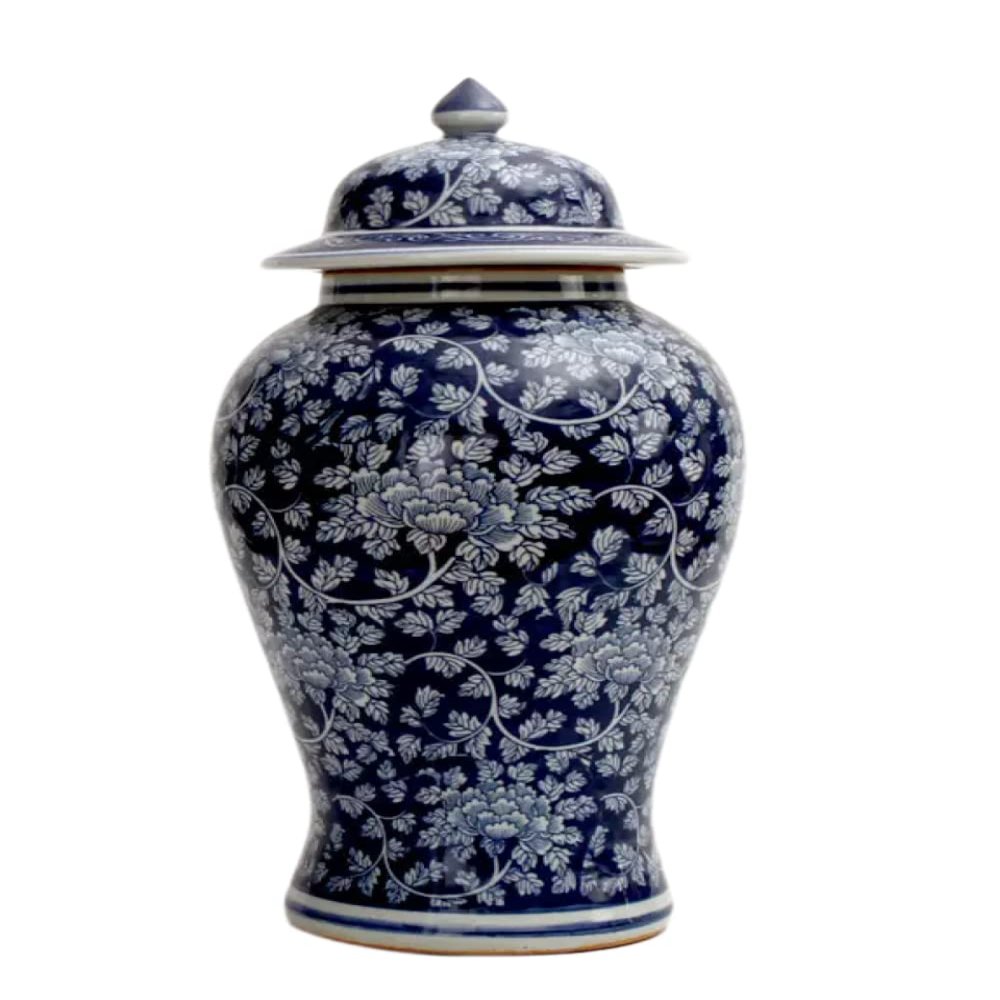 AMITVA Vases Traditional Oriental Style Ceramic Ginger Jar, Antique Ceramic, Storage Vase Flower Pot Office Bedroom Home Decorations -C 4521cm