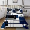 Blue Black White Squares Abstract Kids Bedspread Queen Size,Geometric Grids Diamond Coverlet Set,Girls Boys Adults Room Decor,Modern Patchwork Quilted Coverlet,Fashion Bedding Quilt,2 Pillowcases view 2