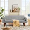 Anwick Modern Fabric Sofa Bed Futon,Convertible Sleeper Loveseat with 2 Pillows & Armrests,75" Folding Recliner Couch Bed with Solid Wood Legs for Living Room Bedroom Office Dorms (Light Grey) view 1