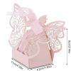 Cyrank Laser Cut Boxes, 100Pcs Cute Party Favor Boxes Wedding Candy Boxes Party Wedding Favor Ribbon Candy Boxes Party Favors for Wedding(Pink) view 3