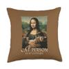 Cat Person In 16th Century Funny Monalisa Davinci Throw Pillow view 1