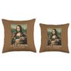 Cat Person In 16th Century Funny Monalisa Davinci Throw Pillow view 3