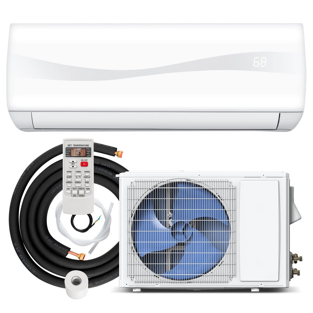 PETSITE 12000 BTU Mini Split Air Conditioner Pre-Charged Inverter Heat Pump System, 17 SEER2 208-230V Wall Mounted Ductless AC Unit Energy Saving with Installation Kit, White
