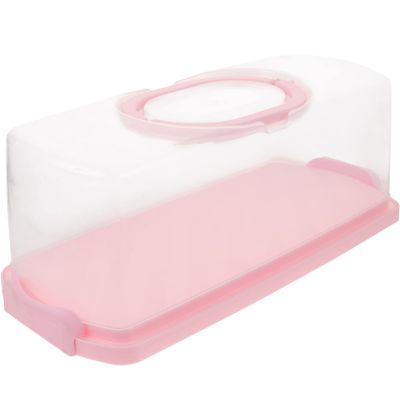 BESTonZON Portable Bread Box Plastic Rectangular Loaf Cake Storage Carrier Dessert Transparent Container Bread Roll Keeper with Lid Handle for Pastries Donuts Buns Baguettes