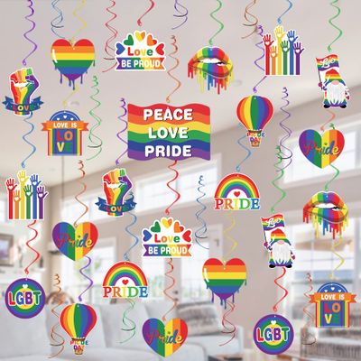 35 Pcs Gay Pride Decorations Hanging Swirls - Love is Love Pride Hanging Decorations LGBT Rainbow Pride Party Decoration Swirls, NO-DIY Gay Pride & LGBTQ Party Decorations Supplies