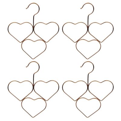 4pcs Heart Scarf and Tie Hanger Modern Clothes Organizer for Scarves Ties and Accessories Non- Design for Home and Closet Use