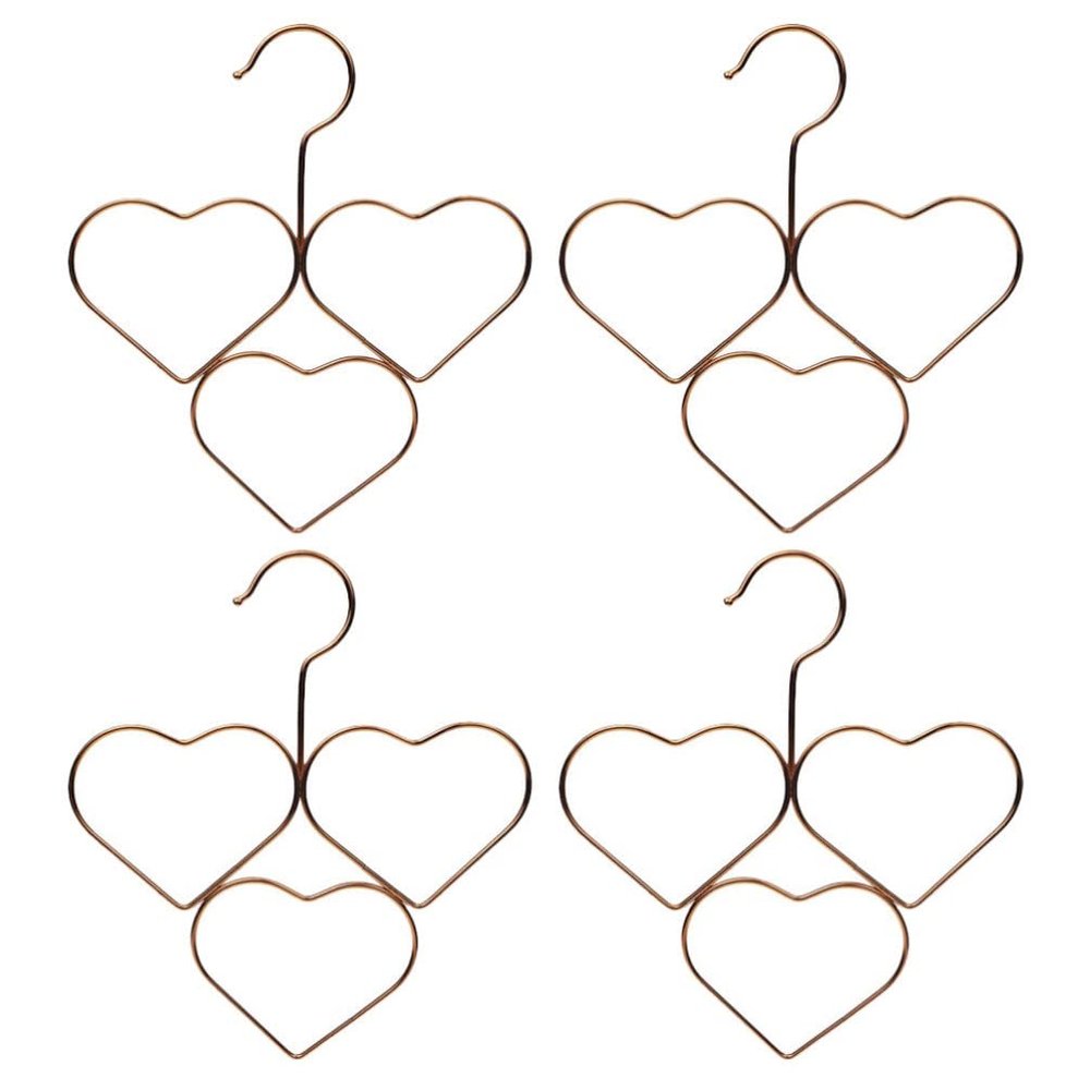 4pcs Heart Scarf and Tie Hanger Modern Clothes Organizer for Scarves Ties and Accessories Non- Design for Home and Closet Use
