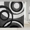 Geometric Circles Abstract Kids Shower Curtains,Black Grey White Swirls Stripes Bathroom Curtains for Girls Boys Adults,Geometric Modern Retro Waterproof Curtains,12 Hooks Suits,72" W x 78" L view 1