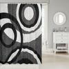 Geometric Circles Abstract Kids Shower Curtains,Black Grey White Swirls Stripes Bathroom Curtains for Girls Boys Adults,Geometric Modern Retro Waterproof Curtains,12 Hooks Suits,72" W x 78" L view 2