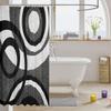 Geometric Circles Abstract Kids Shower Curtains,Black Grey White Swirls Stripes Bathroom Curtains for Girls Boys Adults,Geometric Modern Retro Waterproof Curtains,12 Hooks Suits,72" W x 78" L view 3
