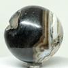 2.4" Black White Agate Sphere Natural Druzy Sparkling Mineral Ball Chalcedony Crystal Polished Stone - India + Stand view 2