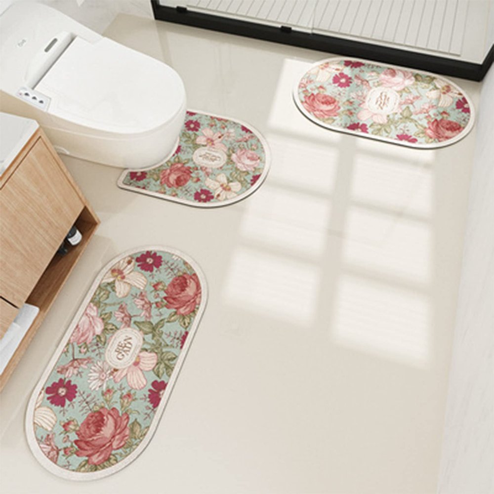 LFFH Bathroom Rugs Sets 3 Piece, Soft Warm Toilet Pads Water-Absorbent Bathroom Mat Cleanable and Reuse for Bathroom (Color : C)