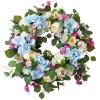 24 Inch Spring Wreaths for Front Door, Spring Wreath,Blue Hydrangea Wreath,Large Spring Summer Door Wreaths for Front Door Outside All Season Home Decor (Blue) view 1
