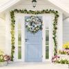 24 Inch Spring Wreaths for Front Door, Spring Wreath,Blue Hydrangea Wreath,Large Spring Summer Door Wreaths for Front Door Outside All Season Home Decor (Blue) view 4
