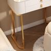 KWOKING Makeup Vanity Wood Vanity Set with Stool & LED Dimmable Mirror Small Apartment Slate Dressing Table Bedroom Dressing Table White with A Sewn Pillow Back Stool 31" L x 16" W x 31" H view 2