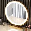 KWOKING Makeup Vanity Wood Vanity Set with Stool & LED Dimmable Mirror Small Apartment Slate Dressing Table Bedroom Dressing Table White with A Sewn Pillow Back Stool 31" L x 16" W x 31" H view 3
