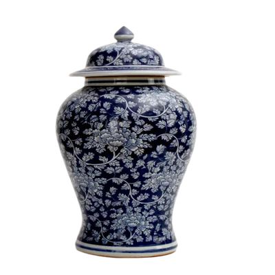 AMITVA Ceramic Vases Ginger Jar with Lid for Home Decor,Antique Temple Jar Vase Traditional Chinese Porcelain Dried Flower Vases Decoration for Living Room Table -C:High 45 cm