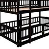 Low Bunk Beds with Slide for Kids Twin Over Twin Floor Bunk Bed with Fence and Ladder Solid Wood Twin Bunk Bed Frame for Toddler Teens Girls Boys, Espresso view 4
