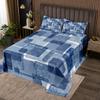 Geometric Squares Patchwork Kids Bedspread Queen Size,Abstract Art Graffiti Style Coverlet Set,Girls Boys Adults Room Decor,Modern Fashion Quilted Coverlet,Blue Gradient Bedding Quilt,2 Pillowcases view 1