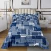 Geometric Squares Patchwork Kids Bedspread Queen Size,Abstract Art Graffiti Style Coverlet Set,Girls Boys Adults Room Decor,Modern Fashion Quilted Coverlet,Blue Gradient Bedding Quilt,2 Pillowcases view 2