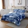 Geometric Squares Patchwork Kids Bedspread Queen Size,Abstract Art Graffiti Style Coverlet Set,Girls Boys Adults Room Decor,Modern Fashion Quilted Coverlet,Blue Gradient Bedding Quilt,2 Pillowcases view 3