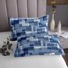 Geometric Squares Patchwork Kids Bedspread Queen Size,Abstract Art Graffiti Style Coverlet Set,Girls Boys Adults Room Decor,Modern Fashion Quilted Coverlet,Blue Gradient Bedding Quilt,2 Pillowcases view 4