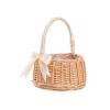Wicker Rattan Woven Storage Flower Basket with Handles, Wedding Flower Girl Basket Willow Basket with Ribbon, Easter Gift Cookie Basket Woven Wedding Candy Bins for Wedding Easter Party Decor(White L) view 1