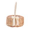 Wicker Rattan Woven Storage Flower Basket with Handles, Wedding Flower Girl Basket Willow Basket with Ribbon, Easter Gift Cookie Basket Woven Wedding Candy Bins for Wedding Easter Party Decor(White L) view 2