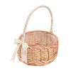 Wicker Rattan Woven Storage Flower Basket with Handles, Wedding Flower Girl Basket Willow Basket with Ribbon, Easter Gift Cookie Basket Woven Wedding Candy Bins for Wedding Easter Party Decor(White L) view 3
