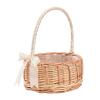 Wicker Rattan Woven Storage Flower Basket with Handles, Wedding Flower Girl Basket Willow Basket with Ribbon, Easter Gift Cookie Basket Woven Wedding Candy Bins for Wedding Easter Party Decor(White L) view 4