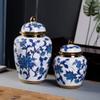 AMITVA Ceramic Vases Ginger Jar with Lid for Home Decor,Antique Temple Jar Vase Traditional Chinese Porcelain Dried Flower Vases Decoration for Living Room Table -B:High 40.5 cm view 2