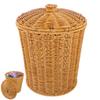 Beavorty Portable Laundry Basket with Lid Handheld Sundries Storage Bin for Dirty Clothes Household Toys Bedroom Bathroom Organization 11.41X9.25X7.87 Inch view 3