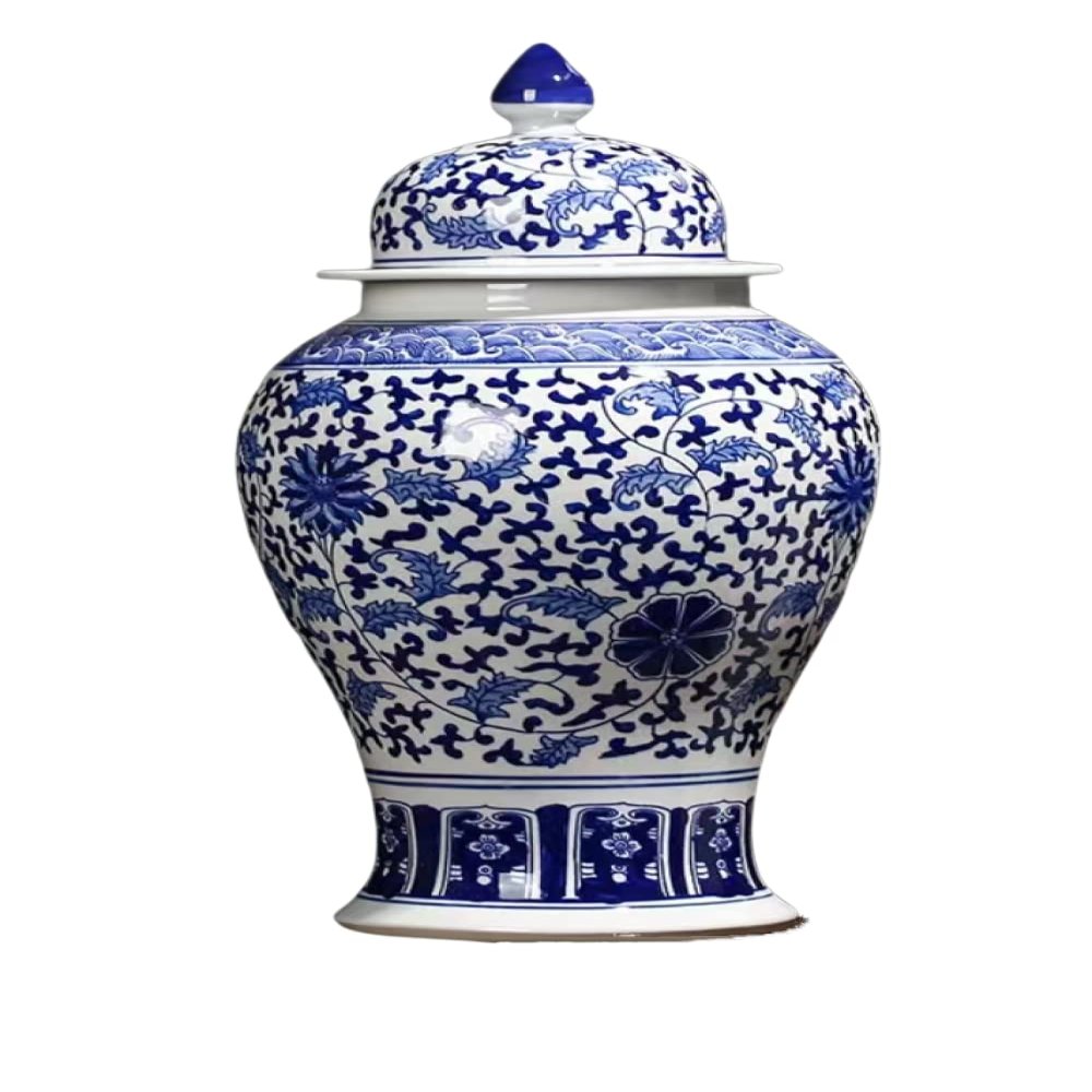 AMITVA Vases Traditional Oriental Style Ceramic Ginger Jar, Antique Ceramic, Storage Vase Flower Pot Office Bedroom Home Decorations -C 3921cm