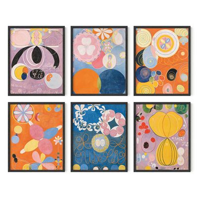 HAUS AND HUES Abstract Wall Art with Frame  Set of 6 Abstract Artist Prints, Modern Colorful Posters, Hilma af Klint Dcor (8x10, Black Frame)