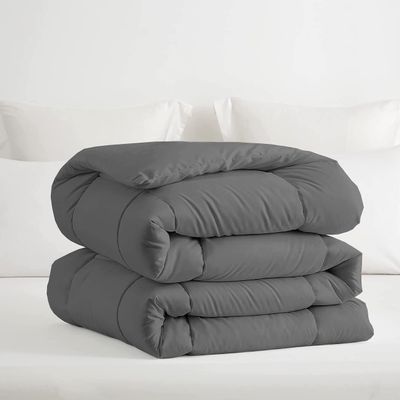 PURE ECO 1-Piece Down Alternative Comforter 120X132 Alaskan King - Super Soft All Season-400 GSM Lightweight 4 Corner Loops Premium Quality Luxury Comforter 120X132 Alaskan King-Dark Grey