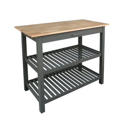 Casual Home Kitchen Island with Solid American Hardwood Top, Slate Gray, 40" W (373-932)