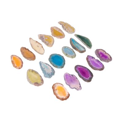 20Pcs Natural Colorful Perforated Agate Slices for DIY Jewelry Making Windbell Decor Irregular Geode Tablet Set Ideal for Home Decoration and Crafting