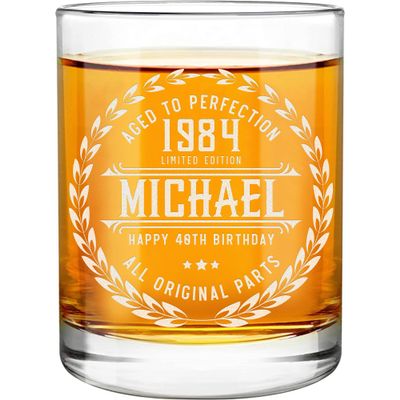 40th Birthday Gifts for Men - Personalized Whiskey Glass - Old Fashioned Funny Novelty 40 Year Old Man Gift Ideas - 40th Decorations for Dad, Husband, Friend - 40th Birthday Present for Him 1983 Gift