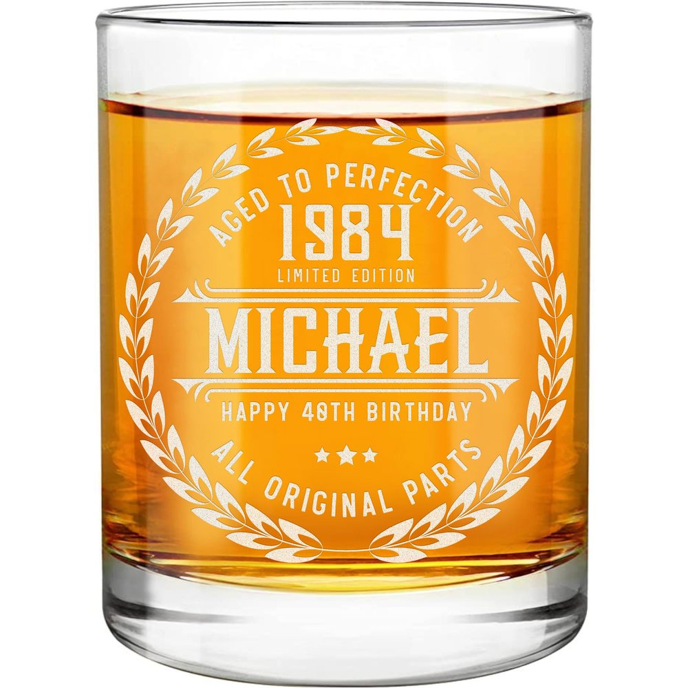 40th Birthday Gifts for Men - Personalized Whiskey Glass - Old Fashioned Funny Novelty 40 Year Old Man Gift Ideas - 40th Decorations for Dad, Husband, Friend - 40th Birthday Present for Him 1983 Gift