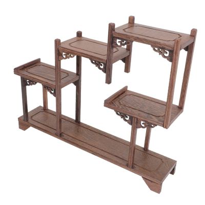 Yardenfun Antique Display Holders Wooden Curio Display Stand Elegant Home Decor for Display Items Material