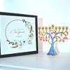 Cohen Tsemach Art & Gift Hand Painted Enamel Menorah Hanukkah Hanukkiah Pomegranate Blue & pink view 3