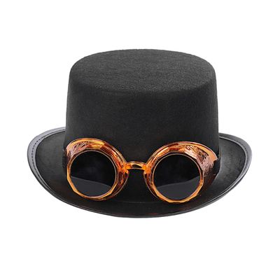 LABRIMP Fashion British Gentleman Hat Party Jazz Cap Silver Glasses Unisex Carnival Hat for Men and Women