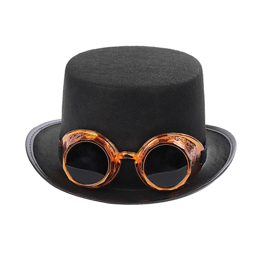 LABRIMP Fashion British Gentleman Hat Party Jazz Cap Silver Glasses Unisex Carnival Hat for Men and Women