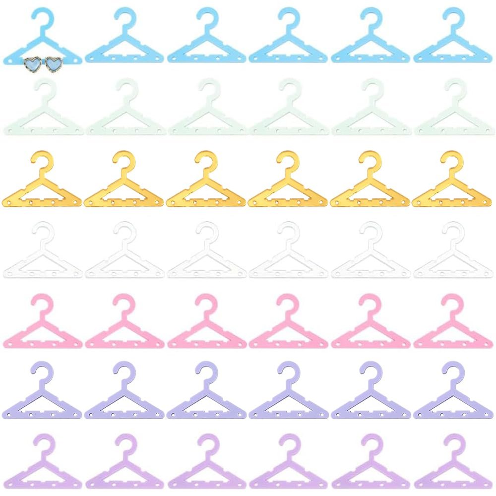 PH PandaHall 42pcs Clothes Hanger Earring Holder Necklace Mini Hanger Rack Jewelry Display Dangle Earring Hanging Organizer Acrylic Ear Studs Display Rack for Retail Show Personal Exhibition