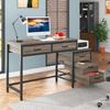 Tribesigns Computer Desk with 5 Drawers, Home Office Desks with Reversible Drawer Cabinet Printer Stand, Industrial PC Desk with Storage, Grey Study Writing Table Workstation for Small Spaces view 2
