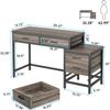 Tribesigns Computer Desk with 5 Drawers, Home Office Desks with Reversible Drawer Cabinet Printer Stand, Industrial PC Desk with Storage, Grey Study Writing Table Workstation for Small Spaces view 3