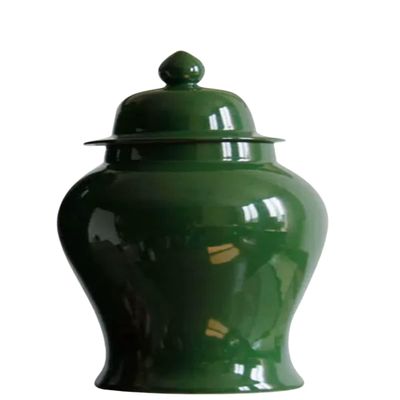 AMITVA Ceramic Vases Ginger Jar with Lid for Home Decor,Antique Temple Jar Vase Traditional Chinese Porcelain Dried Flower Vases Decoration for Living Room Table -High 37 cm