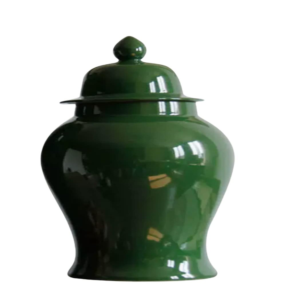 AMITVA Ceramic Vases Ginger Jar with Lid for Home Decor,Antique Temple Jar Vase Traditional Chinese Porcelain Dried Flower Vases Decoration for Living Room Table -High 37 cm