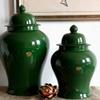 AMITVA Ceramic Vases Ginger Jar with Lid for Home Decor,Antique Temple Jar Vase Traditional Chinese Porcelain Dried Flower Vases Decoration for Living Room Table -High 37 cm view 2