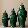 AMITVA Ceramic Vases Ginger Jar with Lid for Home Decor,Antique Temple Jar Vase Traditional Chinese Porcelain Dried Flower Vases Decoration for Living Room Table -High 37 cm view 3
